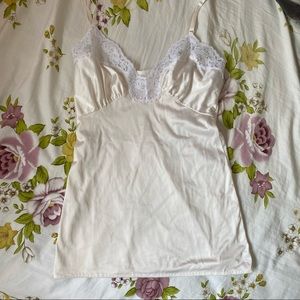 Vintage lace trim slip tank top